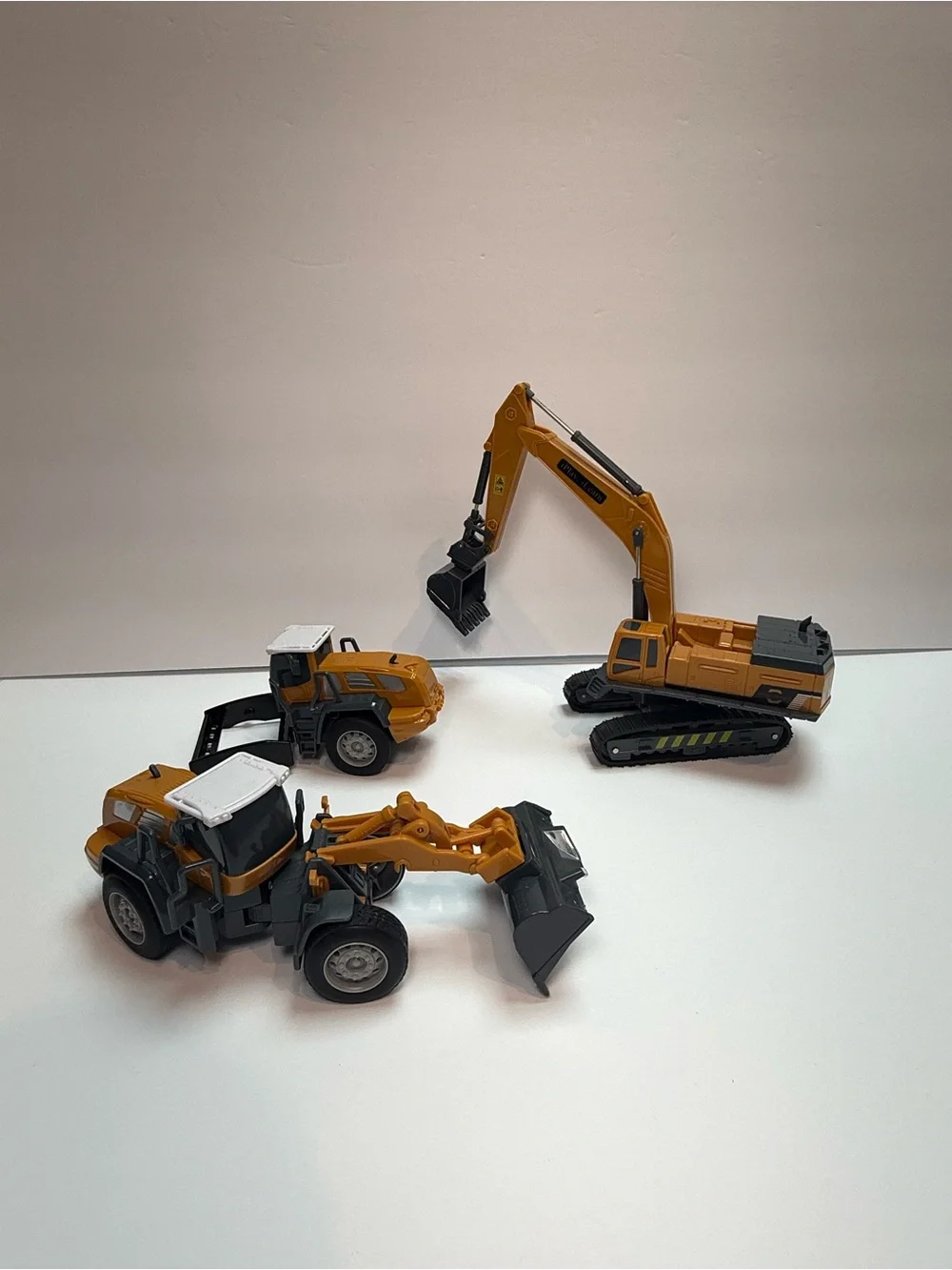 Cobid Box Construction Vehicle Back Ho Truck Roller Excavator Toy Lot of 3